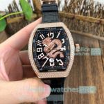 Copy Franck Muller Vanguard Dragon King V45 Black With Rose Gold Dragon Dial Watch